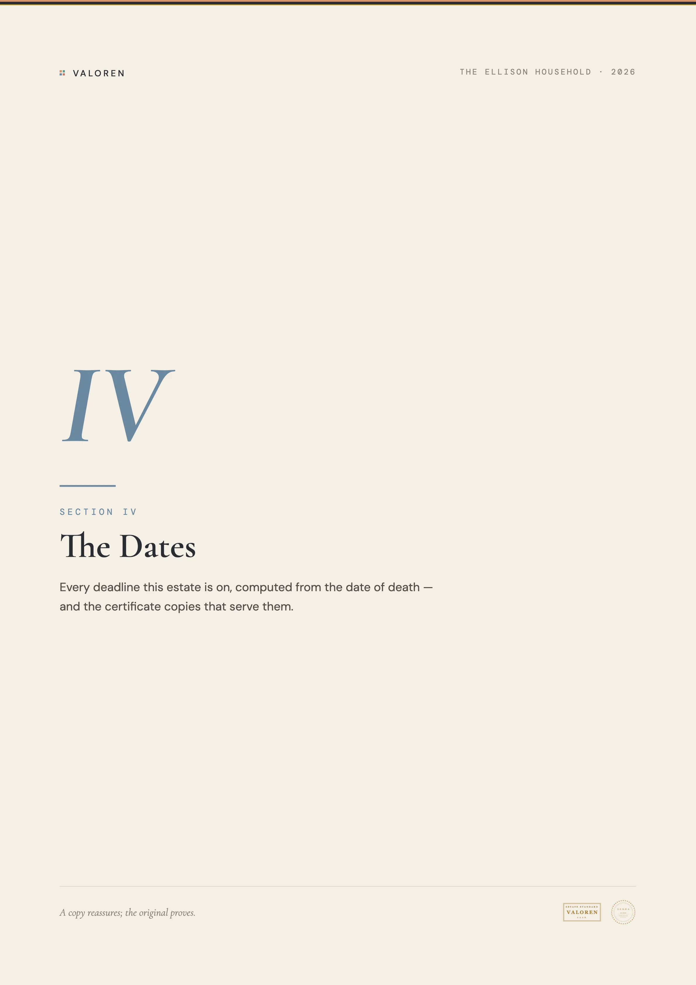 Section divider: The Dates.